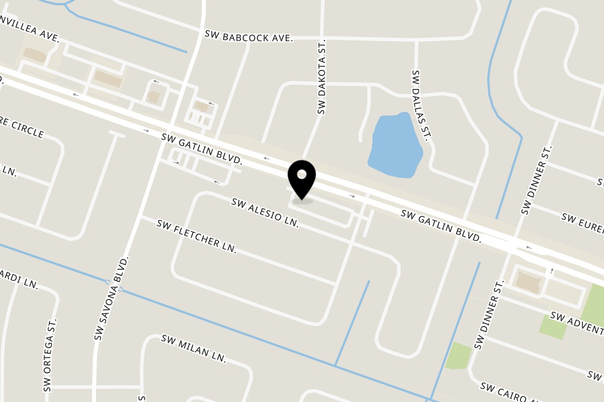 Map showing the location of Cafe772 Cantina & Grill Gatlin Express on 1224 SW Gatlin Blvd in Port St. Lucie